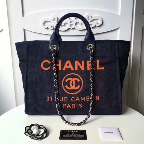 Borsa tote in pelle Chanel media originale in tela 66941F