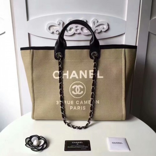 Borsa tote in pelle Chanel media originale in tela 66941I