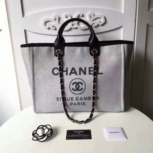 Borsa tote in pelle Chanel media originale in tela 66941J
