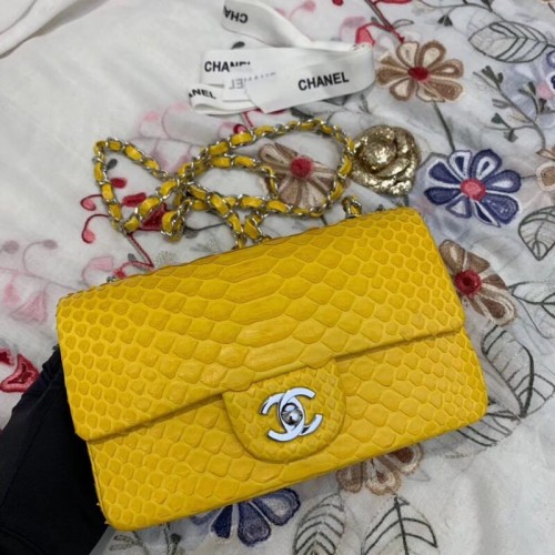 Chanel Mini Flap Bag Original Python Gold-Tone Metal A69900 Giallo