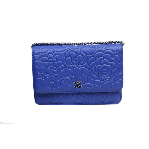 Chanel Borsa mini con patta in pelle Camelia originale CHA33814 Blu