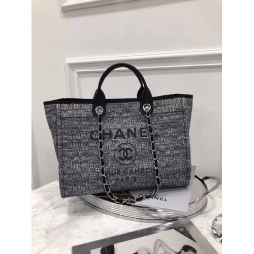 Borsa shopping tote in pelle originale Chanel 92298 nera
