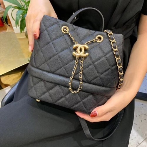 Chanel Original Caviar Leather Sac Hobo Bag AS0894 nera