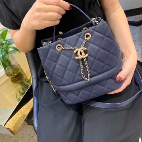 Chanel Original Caviar Leather Sac Hobo Bag AS0894 blu