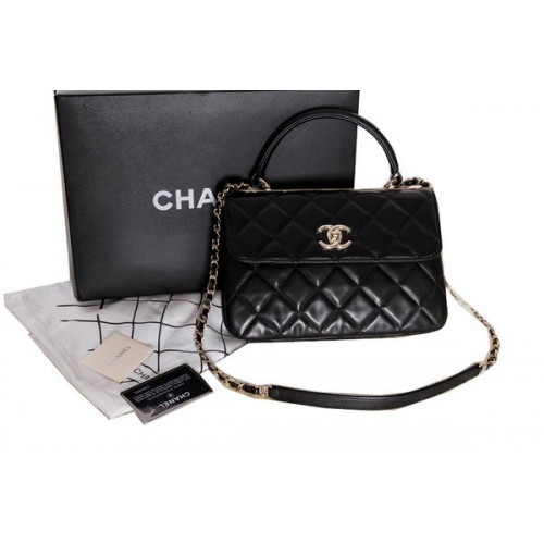 Chanel Borsa con patta impreziosita in pelle di agnello originale CHA92237 nera