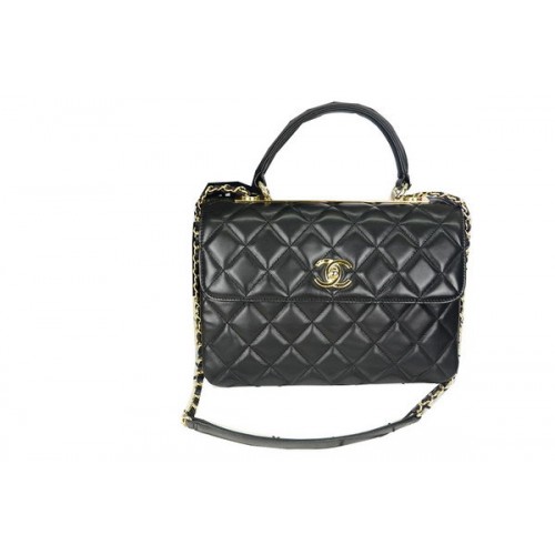 Chanel Borsa con patta impreziosita in pelle di agnello originale CHA92238 nera