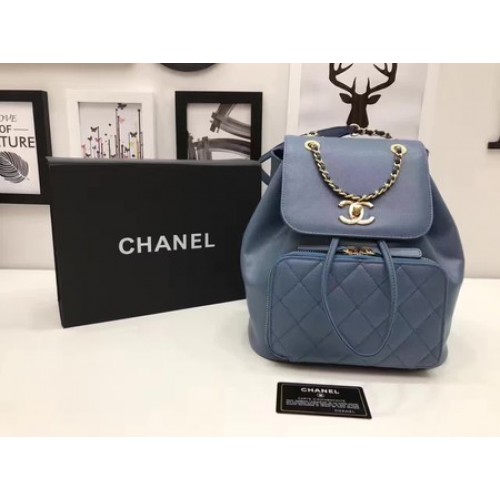Zaino in pelle originale Chanel CHA2590 blu