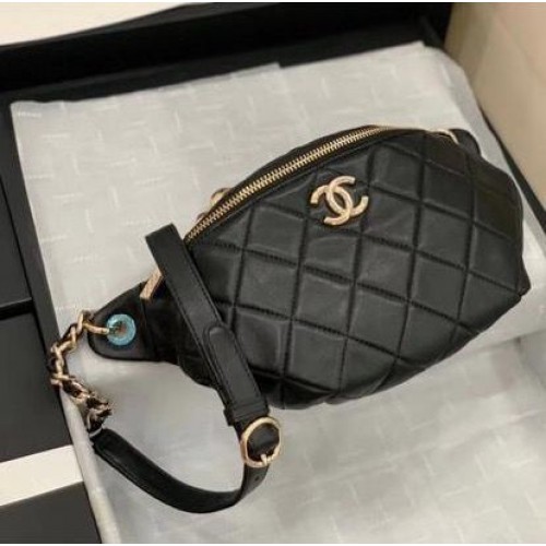 Chanel originale marsupio in pelle C5398 nero