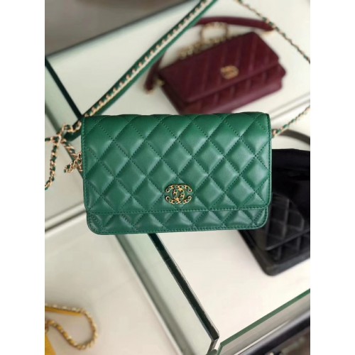 Chanel Original Portafoglio a catena in pelle AP0724 verde