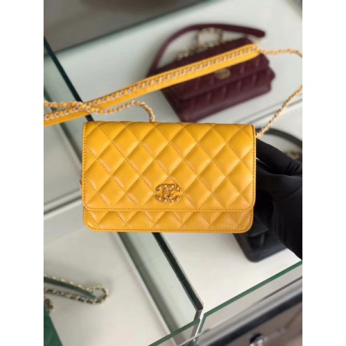 Chanel Original Portafoglio a catena in pelle AP0724 giallo