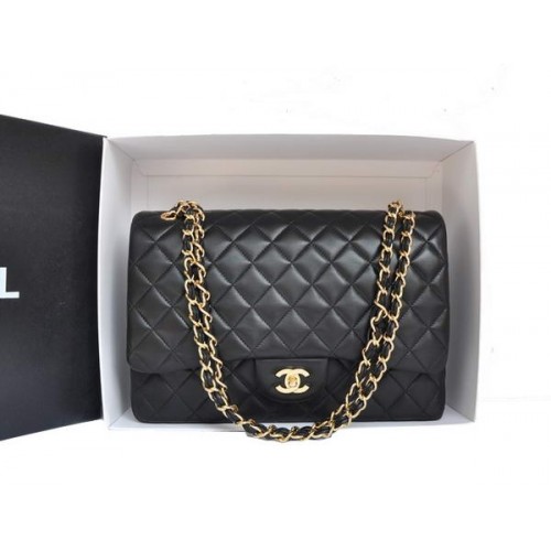 Borsa con patta jumbo in pelle originale Chanel A47600 oro nero