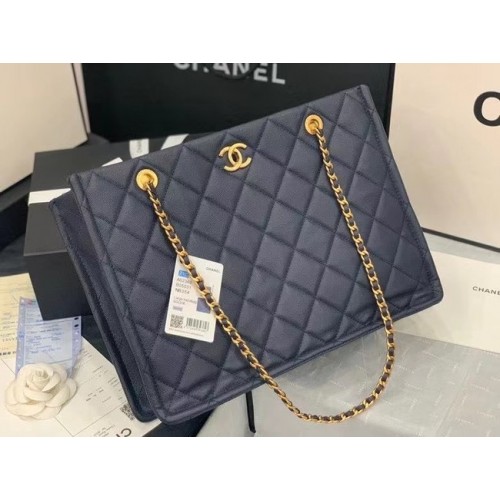 Chanel Borsa shopping in pelle originale AS2360 blu navy