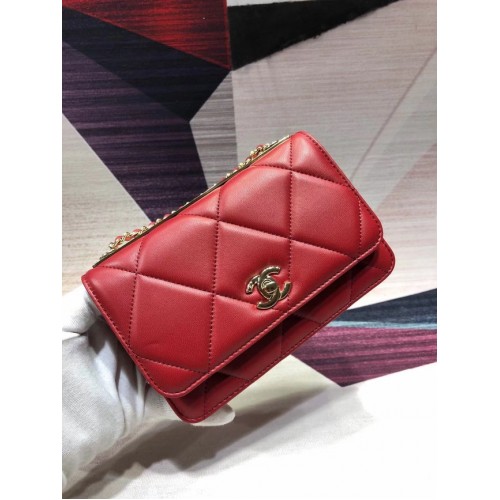 Chanel Original Borsa a tracolla in pelle rossa A80982 oro