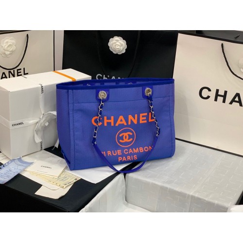 Chanel Borsa shopping media originale 67001 blu
