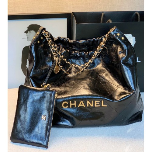 Borsa Chanel Original Oil Wax in pelle di vitello con cavo A67088 nera