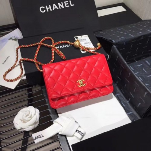 Chanel Original Piccola borsa classica con patta in pelle di pecora AS33814 rossa