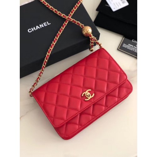 Chanel Original Piccola borsa classica con patta in pelle di pecora AS33814 rossa