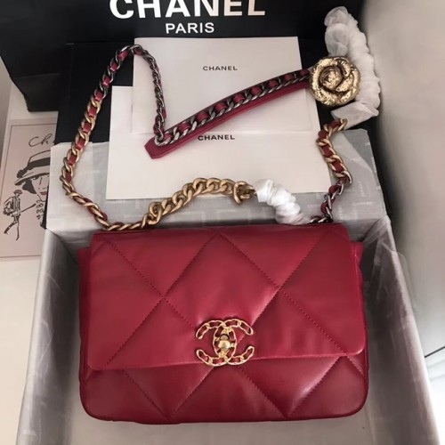 Borsa con patta Chanel 19 AS1160 Rossa