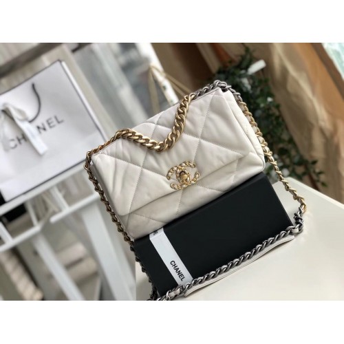 Borsa con patta Chanel 19 AS1160 Bianca