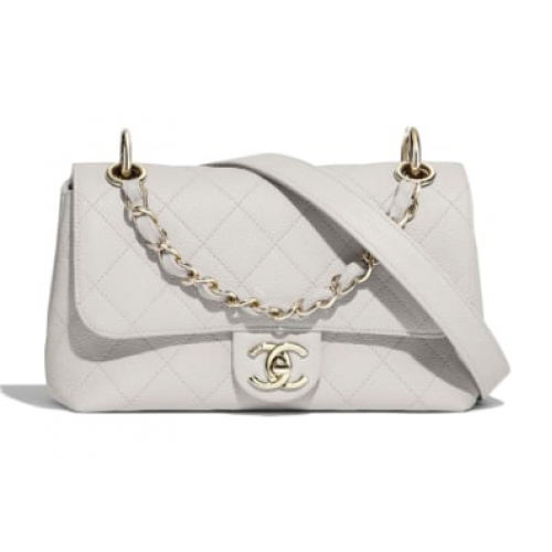 Borsa Chanel Original Soft Leather piccola con patta AS1459 bianca
