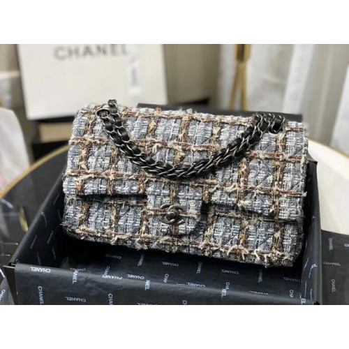 Borsa con patta Chanel Original Twill soft A01112 grigio