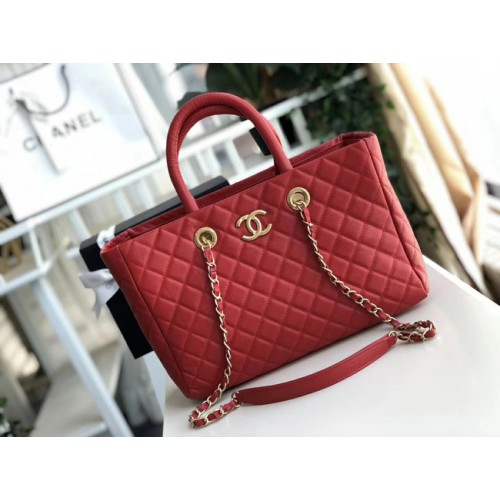 Chanel Borsa shopping grande originale Pelle di vitello granulata A93525 rossa