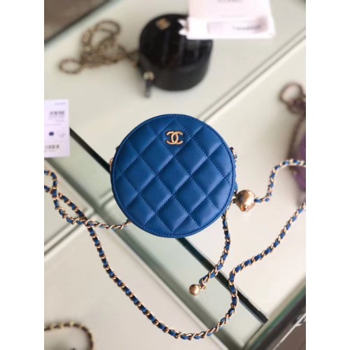 Borsa Chanel Original mini in montone AS1449 blu