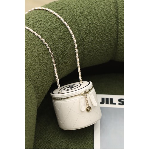 Borsa a mano Chanel Original mini classic chain box PE2021 bianca