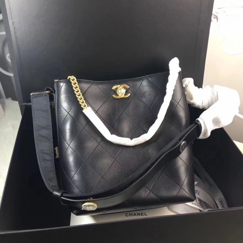 Borsa Chanel Retro Bucket originale in pelle di vitello CC62358 nera