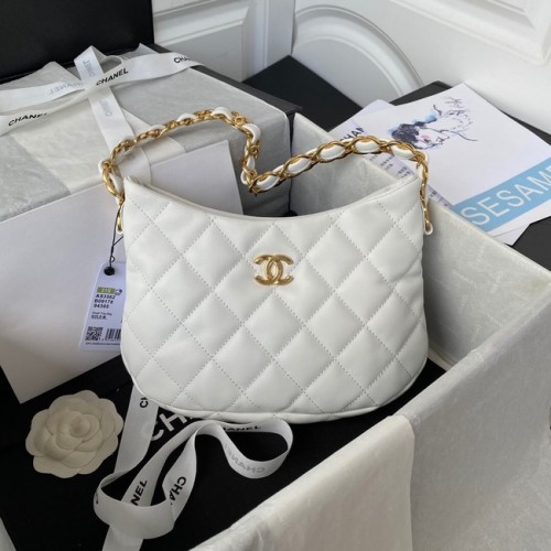 Chanel BORSA PICCOLA Pelle di agnello Metallo tono oro AS3562 BIANCO