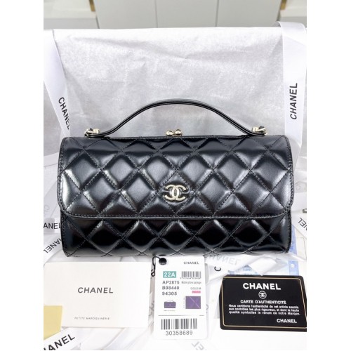 PORTA CELLULARE CHANEL FLAP CON CATENA AS2875 NERO