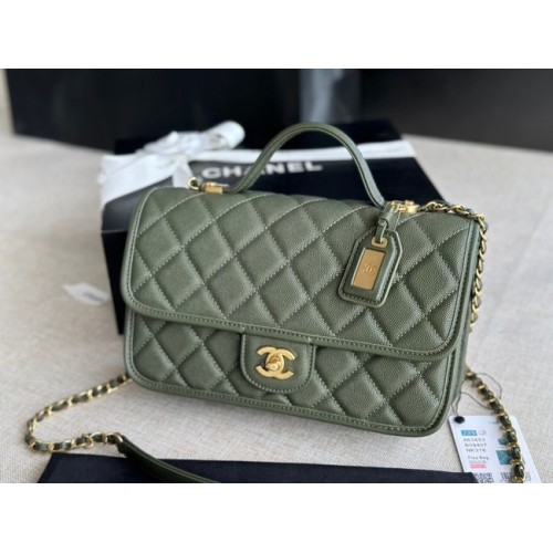 Chanel BORSA PATTA PICCOLA CON MANICO SUPERIORE AS3653 verde nerastro