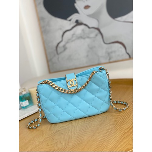 Chanel BORSA HOBO PICCOLA AS3476 Azzurro