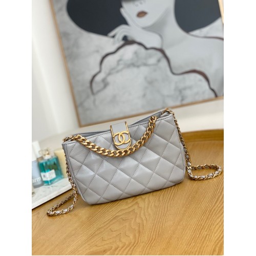 Chanel BORSA HOBO PICCOLA AS3476 grigia
