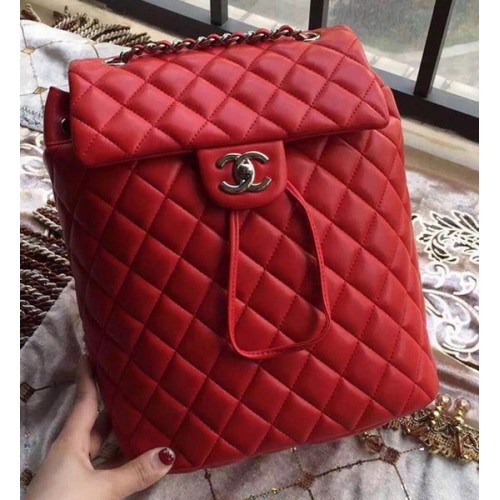 Zaino in pelle di montone Chanel A91121 Rosso
