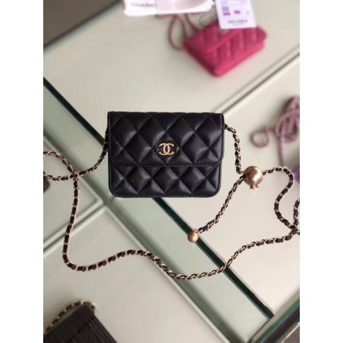 Tasca originale in pelle di montone Chanel AP1461 nera