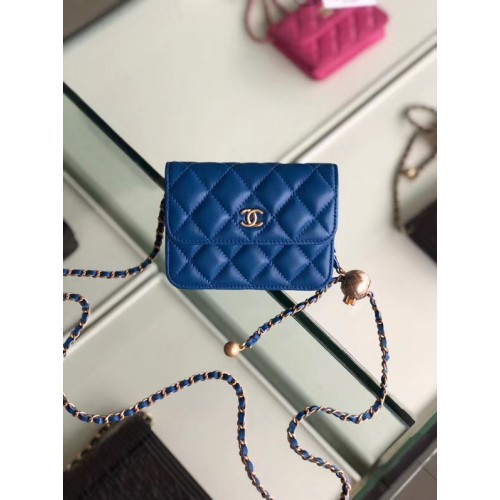 Tasca originale in pelle di montone Chanel AP0146 blu