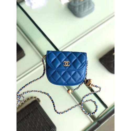 Tasca originale in pelle di montone Chanel AP1461 blu