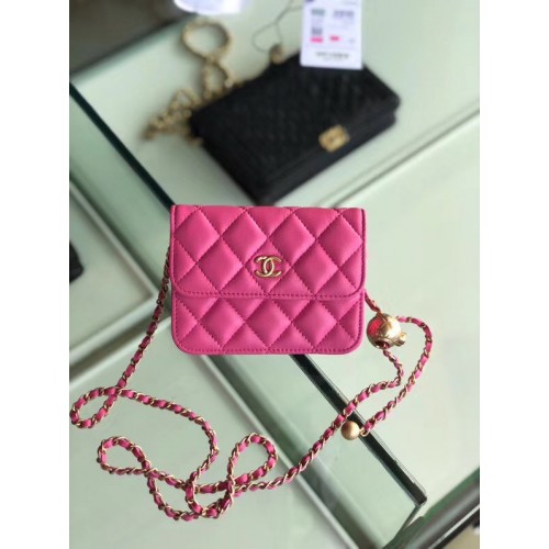 Borsa a tracolla Chanel originale piccola classica in pelle di pecora AP0146 rosa
