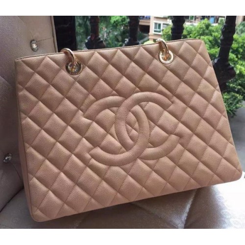 Borsa Shopper Chanel Pelle Di Vitello Originale A95021 Albicocca