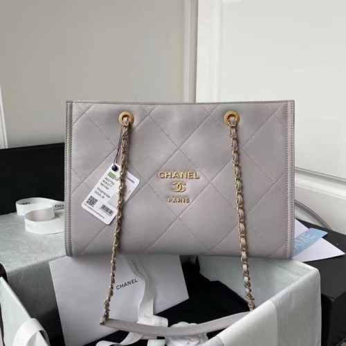 Chanel Shopping Bag Original in pelle AS2752 grigia