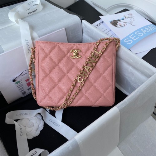 Borsa a tracolla Chanel Pelle di vitello granulata e metallo dorato AS3223 rosa