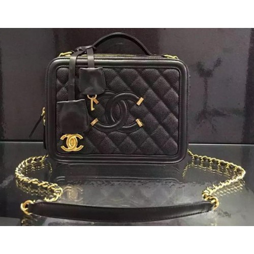 Borsa a tracolla Chanel in pelle di vitello originale CHA6678 nera