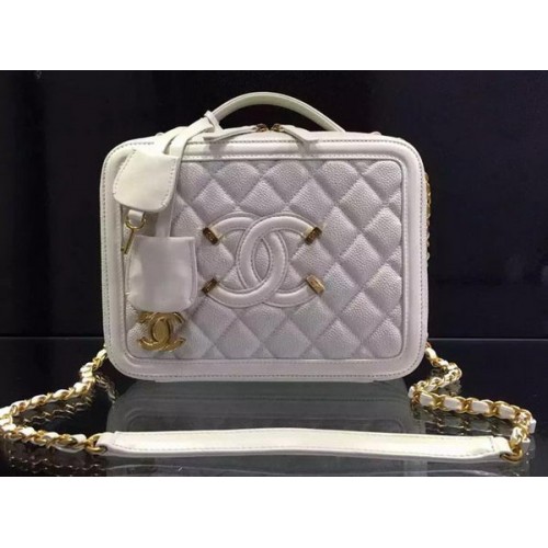 Borsa a tracolla Chanel in pelle di vitello originale CHA6678 bianca