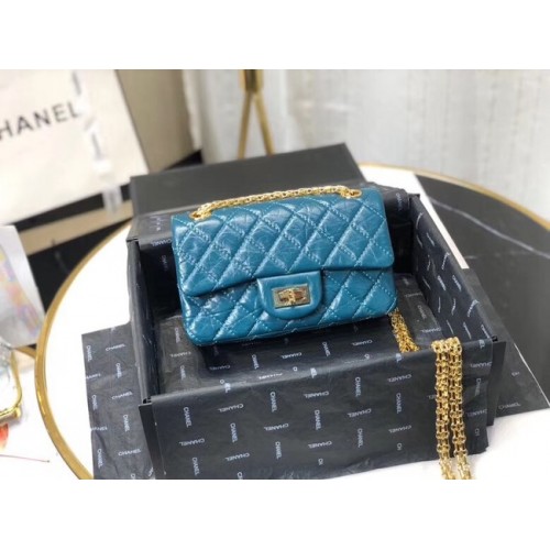 Chanel Borsa a tracolla originale in pelle blu AS0874 oro