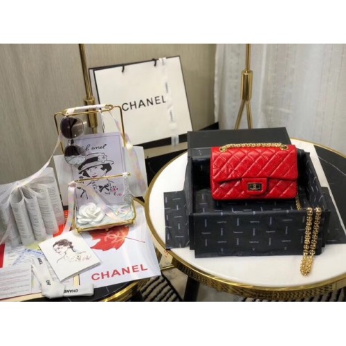 Chanel Borsa a tracolla originale in pelle rossa AS0874 oro