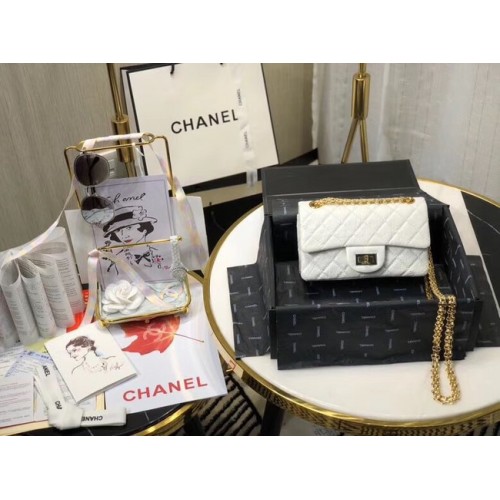 Chanel Borsa a tracolla originale in pelle bianca AS0874 oro