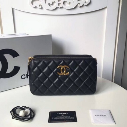 Chanel Borsa a tracolla originale in pelle di montone A66269 nera