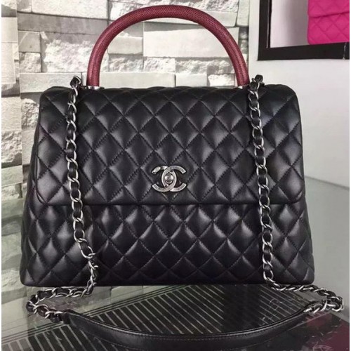 Borsa a tracolla Chanel Tote in pelle di vitello originale A7778 nera