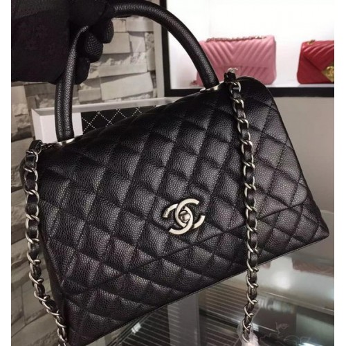 Borsa a tracolla Chanel Tote originale in pelle di caviale A7779 nera